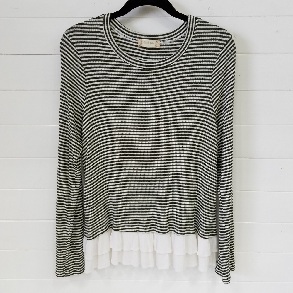 Altar'd State | Striped Top With Ruffled Hem